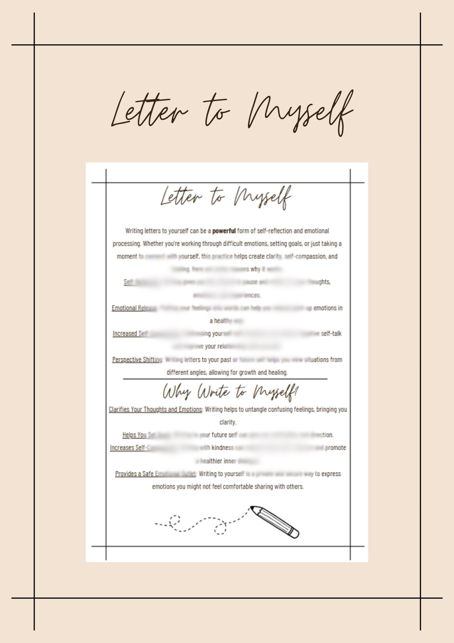 Letter From Me to Me - Self-reflection and Growth Worksheet - Etsy