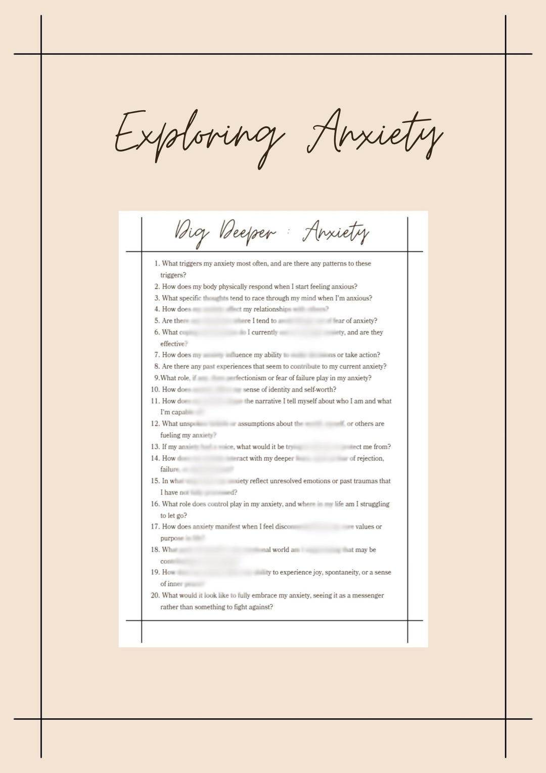 Deep Dive Anxiety Questions For Therapists Printable Pdf Counseling