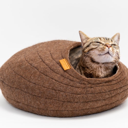 High Quality Thick Cat House From Natural Wool Felted Cat Etsy