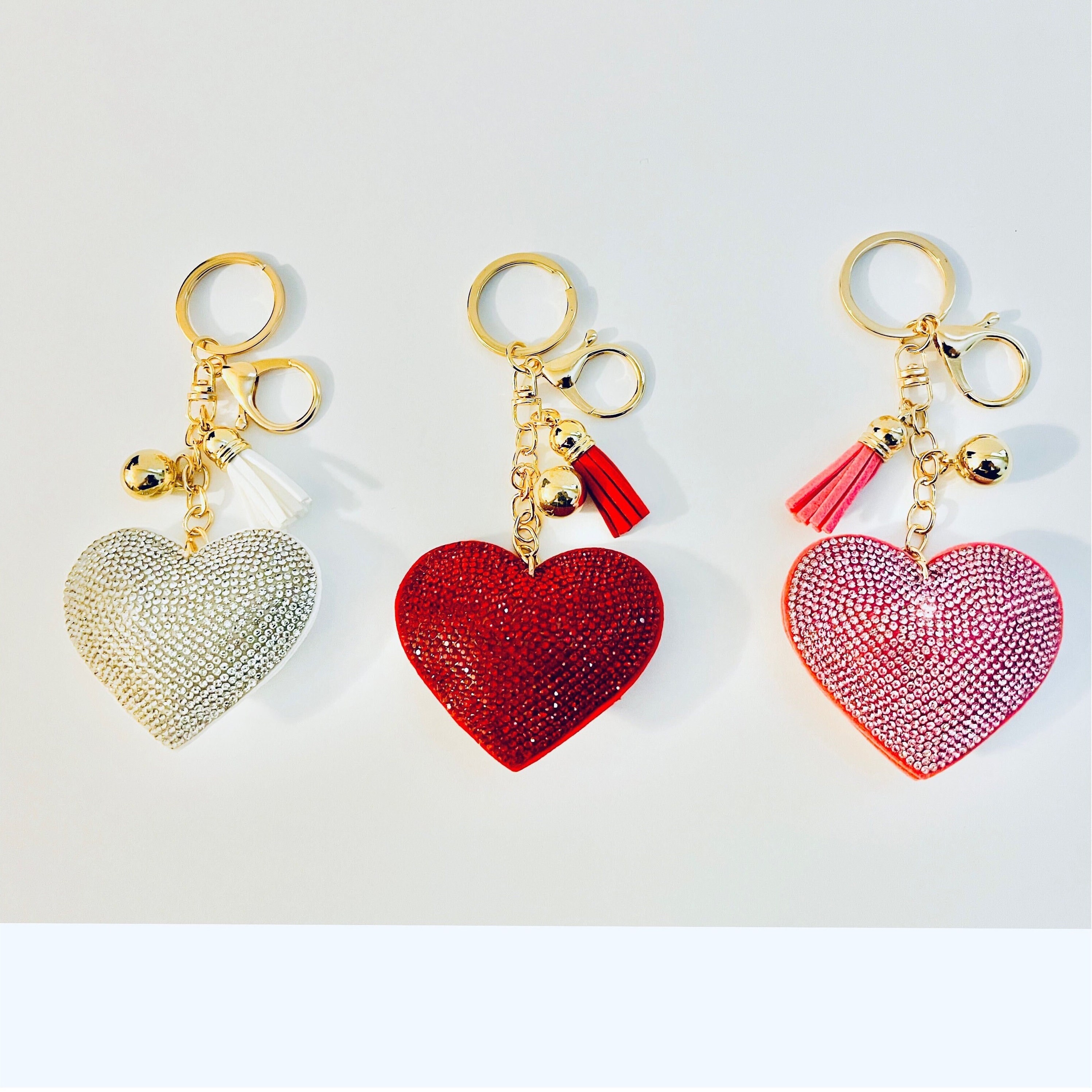 Cute Rhinestone Heart Keychain - Bling Crystal Keyring For Bag Charms, Kawaii Purse Accessory - View #7