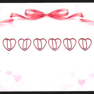 Paperclips met rood hart - briefpapier, planner, bureau, kantooraccessoires