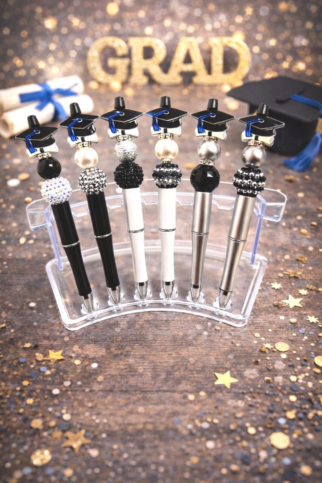 Graduation Pen With Cap Beaded Planner & Desk Pen, Unique Novelty Gift ...