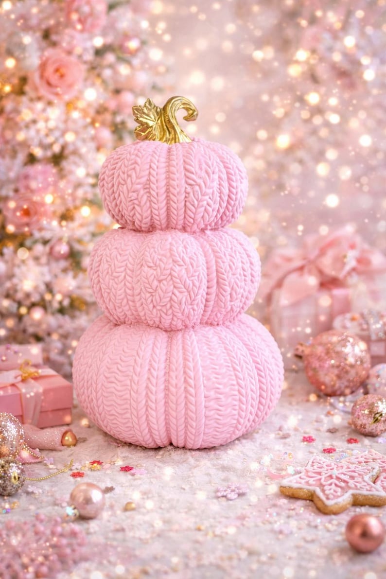 Pink Ceramic Pumpkin Stack – Textured Fall Table Decor - Etsy