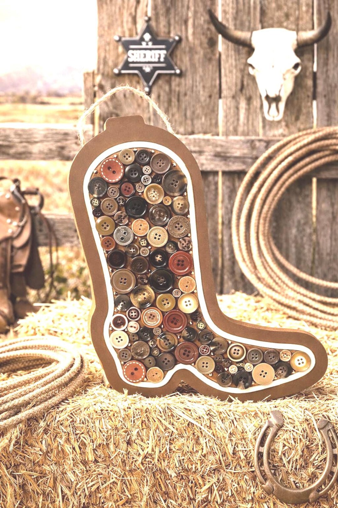 Light up Button Cowboy Boot Sign, Wooden Western Decor, Rustic ...