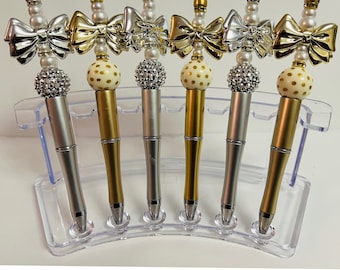 Beautiful Bow Pens - Gold and Silver - Beaded Pens- Glam Pens - Great Gifts