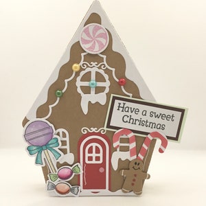 Handmade Christmas ginger bread house pop up card