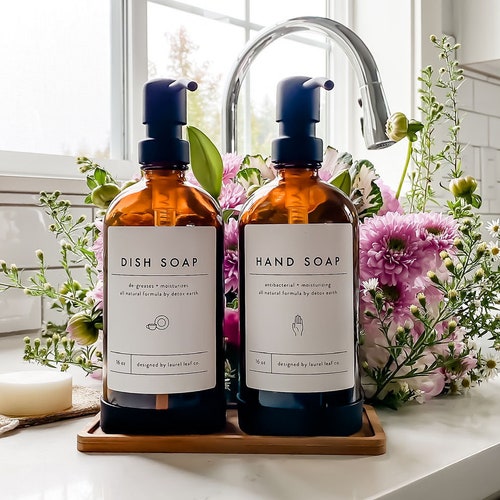 GLASS SOAP DISPENSER With Label & Silicone Sleeve White Soap Etsy