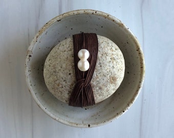 Decorative Cane Wrapped, Leather Wrapped Rocks, Zen Rocks for Home Decor