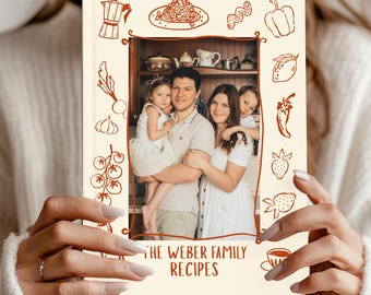 Libro de recetas personalizado con foto y tapa dura, libro de recetas familiar con nombre personalizado, libro de cocina, regalo para recién casados, diario de cocina, idea de regalo de boda