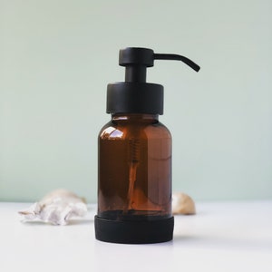 FOAMING SOAP DISPENSER with Silicone Sleeve, 8oz Soap Dispenser, Soap Dispenser, Amber Soap Dispenser, Small Hand Soap Dispenser