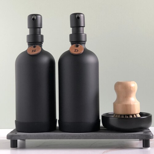 GLASS SOAP DISPENSER With Silicone Sleeve White or Black Soap Etsy