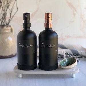 Black Apothecary Soap Dispenser: 16oz Refillable Glass Bottle