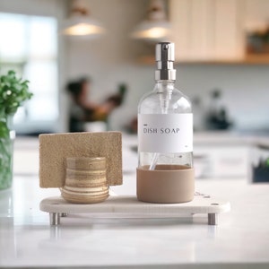 SOAP DISPENSER with Waterproof Label & Silicone Sleeve, Clear Dish Soap Dispenser, Hand Soap Dispense for Kitchen or Bathroom