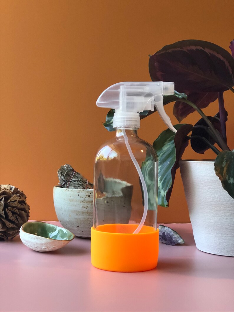 GLASS SPRAY BOTTLE 16 oz Clear Bottle with Protective Etsy