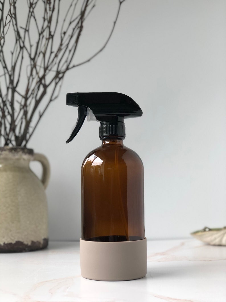 GLASS SPRAY BOTTLE 16 oz Amber Spray Bottle with Earthy image 3