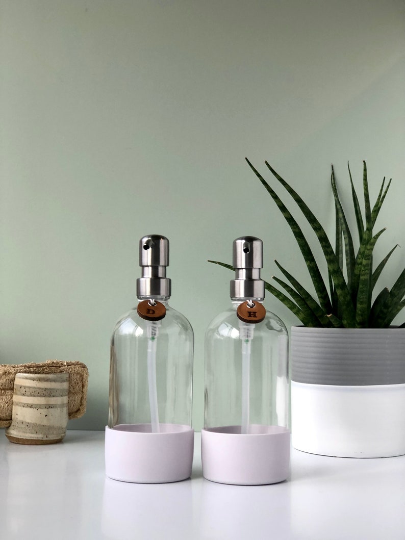 GLASS SOAP DISPENSER With Silicone Sleeve Dish Soap Bottle Etsy