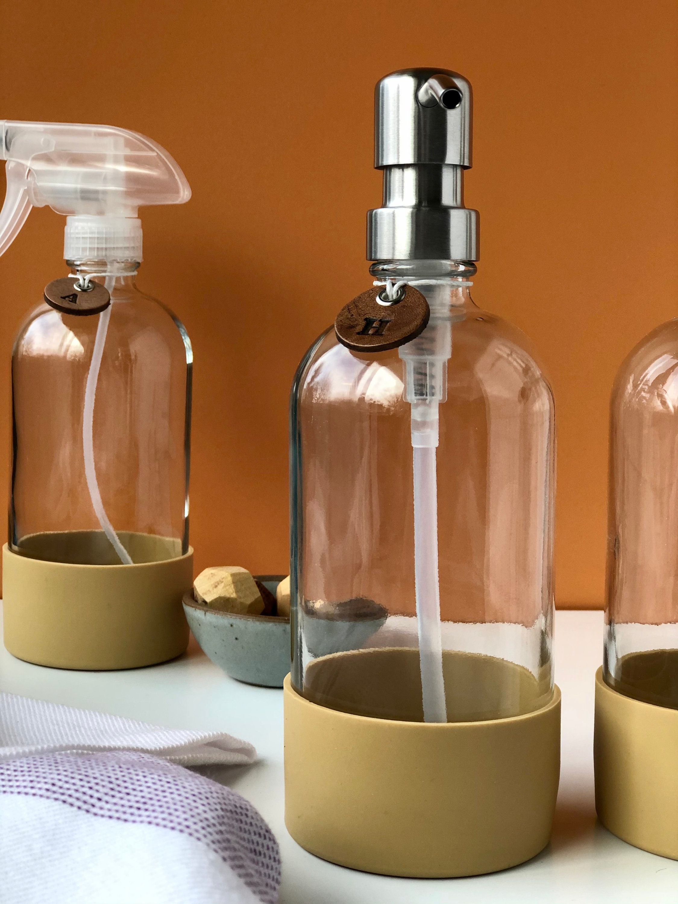 GLASS SOAP DISPENSER with Silicone Sleeve Dish Soap Bottle Etsy