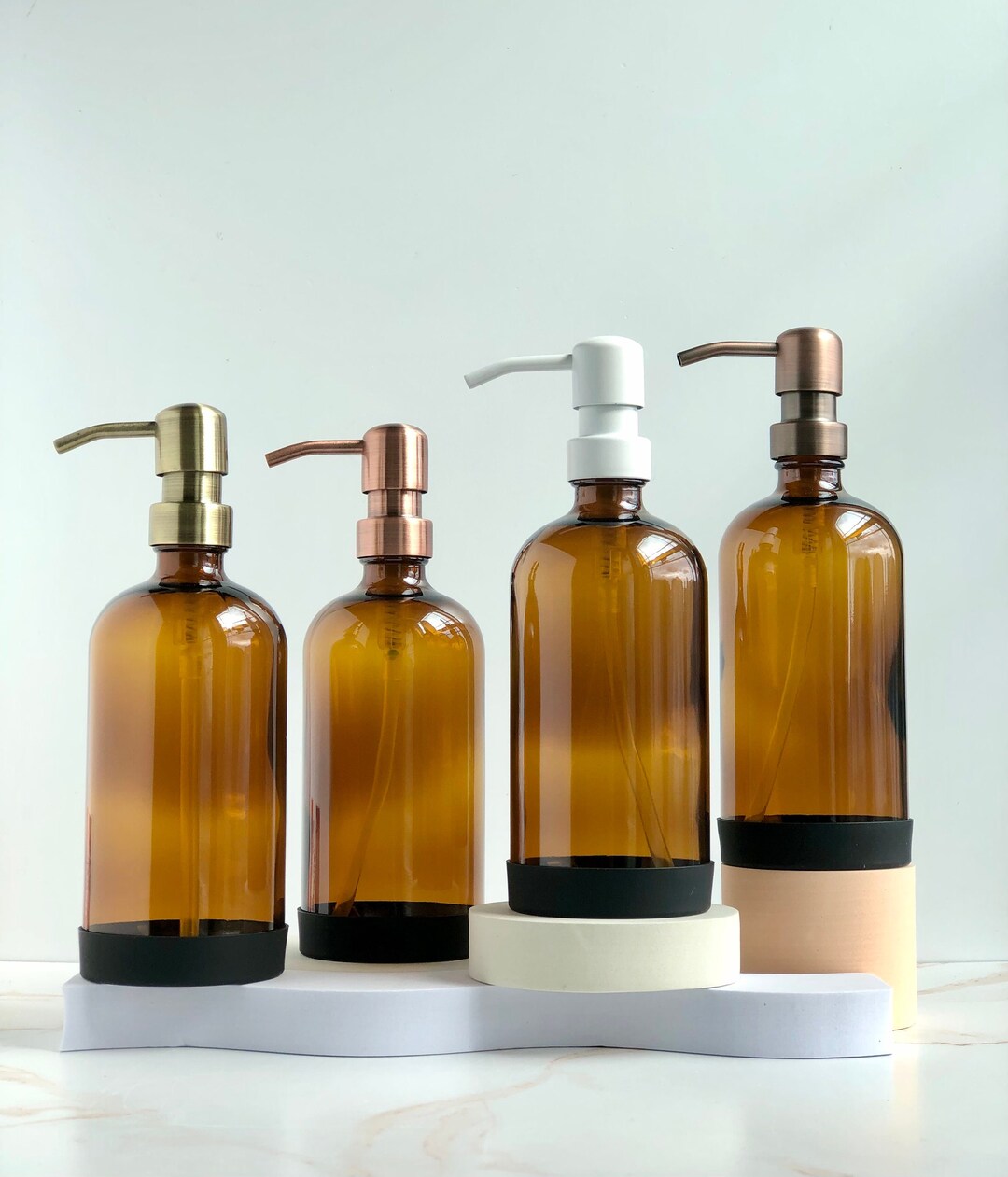 AMBER SOAP DISPENSER, Clear Soap Dispenser, Glass Soap Dispenser, Hand