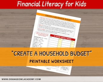 Money Worksheet for Kids - "Create a Household Budget"