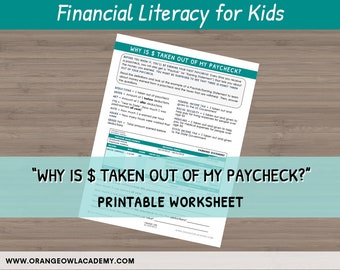 Money Worksheet for Kids - "Why is Money Taken Out of My Paycheck?"