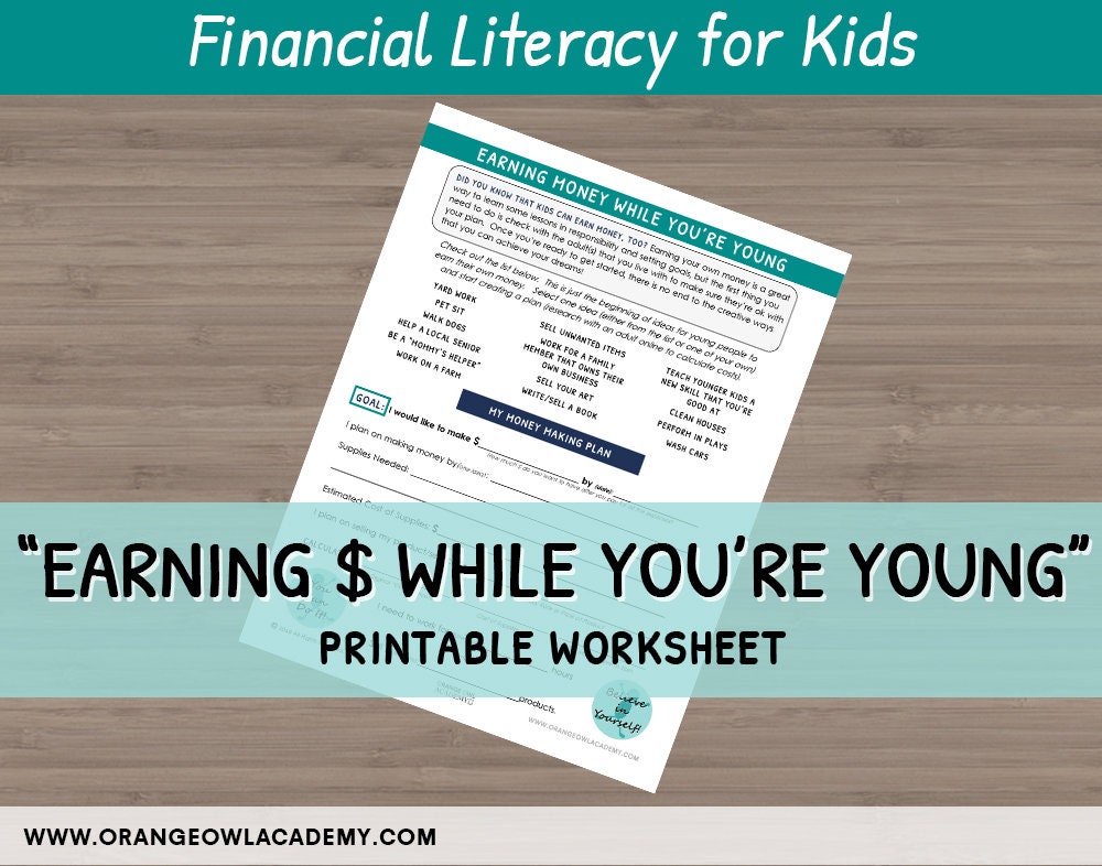money worksheet for kids earning money while etsy