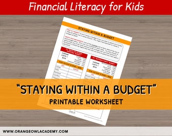 Money Worksheet for Kids - "Staying Within a Budget"