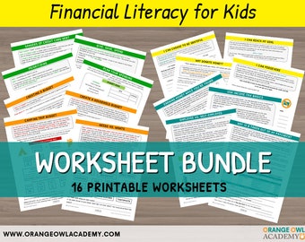 Money Worksheets for Kids - WORKSHEET BUNDLE - 16 Printable Files