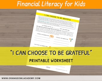 Money Worksheet for Kids - "I Can Choose to Be Grateful"