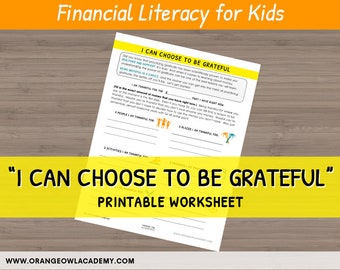 Money Worksheet for Kids - "I Can Choose to Be Grateful"