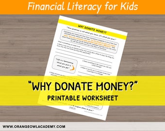 Money Worksheet for Kids - "Why Donate Money?"