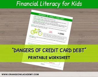 Money Worksheet for Kids - "Dangers of Credit Card Debt"