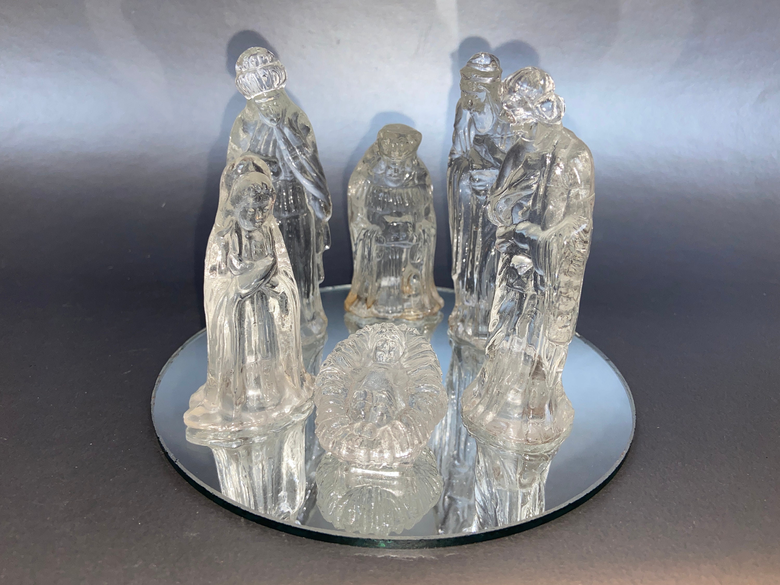 7 Piece Glass Nativity Set with MirrorClear Glass Etsy