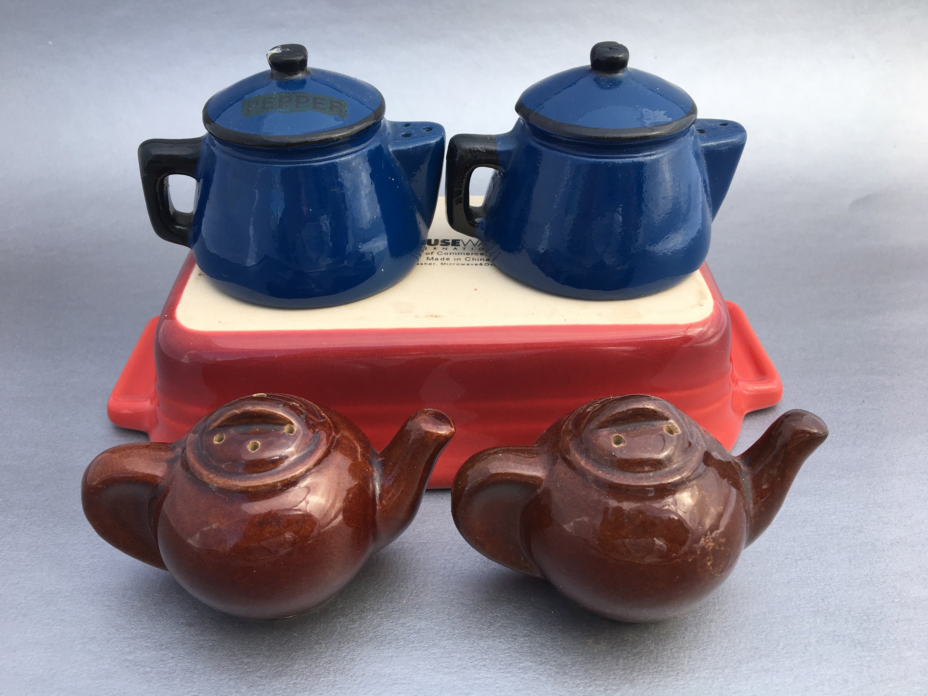 Vintage Tea Pot Salt and Pepper ShakersBlue Tea PotBrown Tea Etsy
