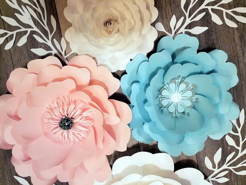 7PC Giant 3D Wall Flower Grouping/Paper Wall Flowers/Spa Etsy