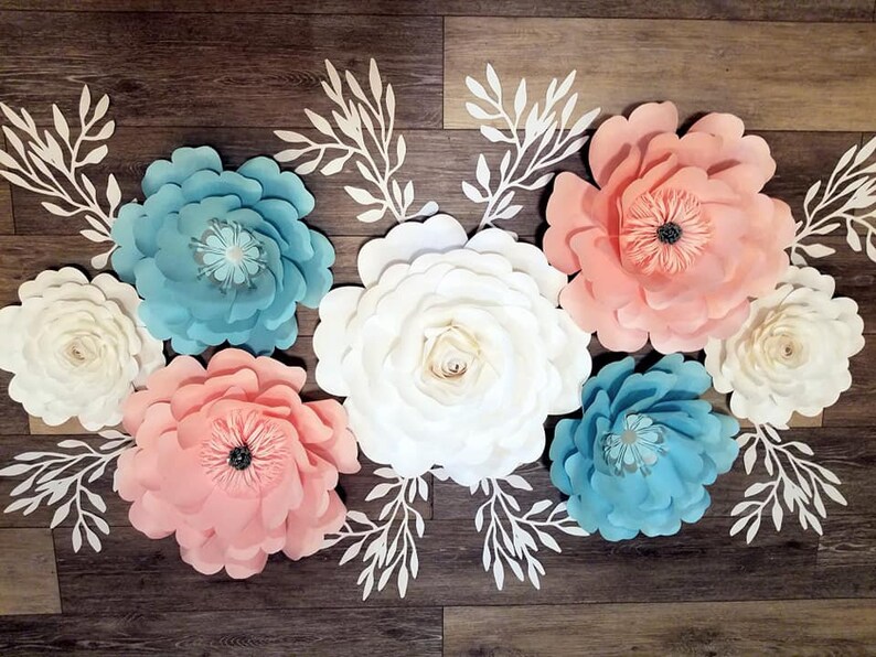 7PC Giant 3D Wall Flower Grouping/Paper Wall Flowers/Spa Etsy