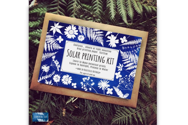 DIY kit, Solar printing kit, craft kits, crafts , ,diy, gifts for him , photo paper, cyanotype kit , craft kits for adults. image 2