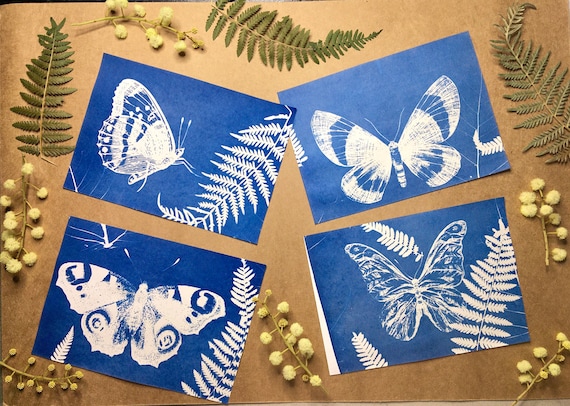 Cyanotype Stencil Kit , Sun Printing Kit Butterfly Edition 