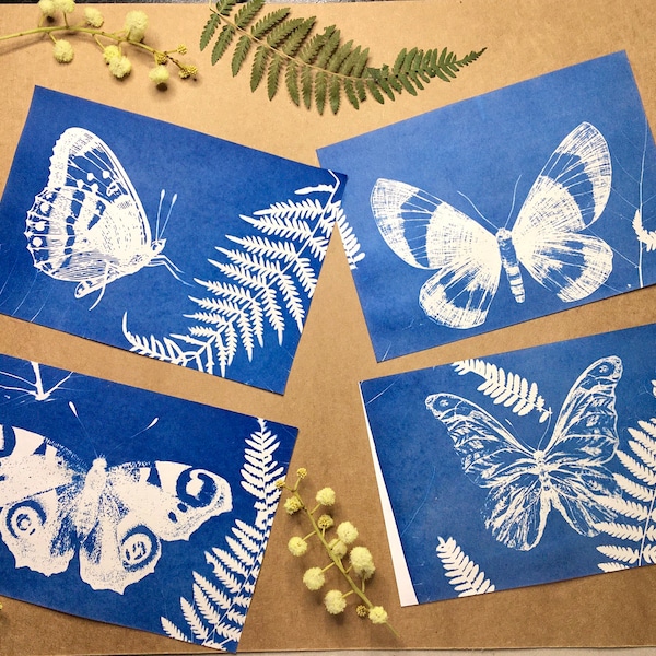 Cyanotype stencil kit , Sun printing kit Butterfly edition