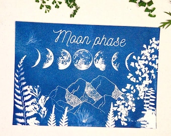 Moon phase , craft kit, Solar printing , gifts for all seasons , elemental leaf