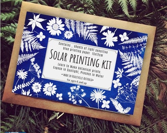 DIY zonne-afdrukkit, ambachtelijke kit, cyanotype, kit, zonne-afdrukkit, ambacht, doe-het-zelf kit, geschenken om te maken