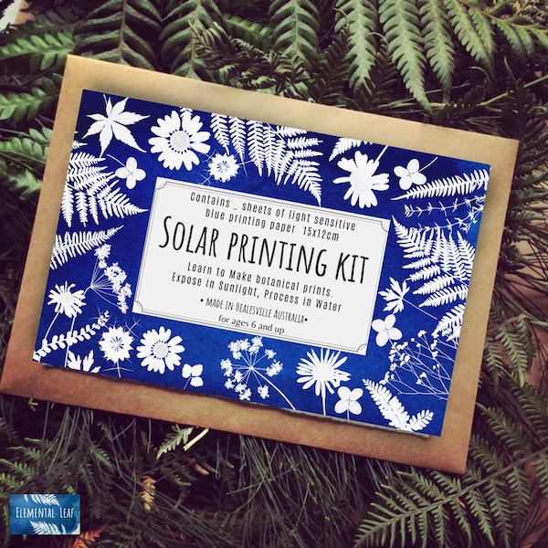 DIY solar printing kit , craft kit , cyanotype , kit , solar printing kit , Craft ,  DIY kit , gifts to make