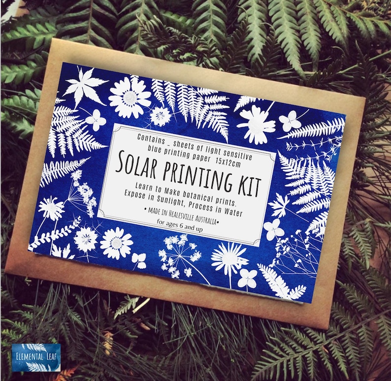 DIY solar printing kit , craft kit , cyanotype , kit , solar printing kit , Craft , DIY kit , gifts to make image 1