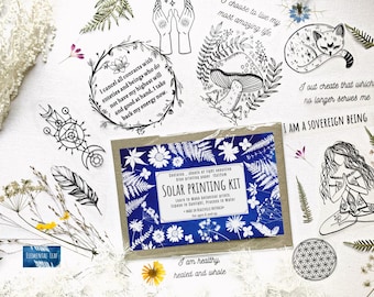 DIY Sun Printing Kit: Positive Affirmations, Solar Cyanotype (4x6 in)