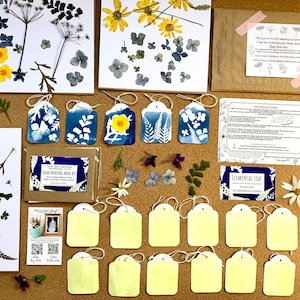 Kit artigianale, scrapbooking, fai da te, kit artigianale per adulti, kit artigianale per bambini, stampa solare, kit cianotipo, foglia elementare