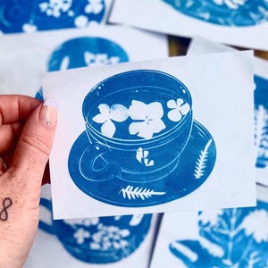 Teetasse Solardruck , diy kit , Sonne Druckset, Solardruck , DIY Kunst , Cyanotypie, Bastelset