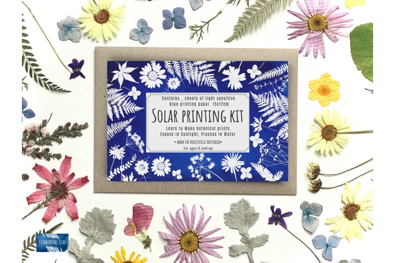 DIY solar printing kit , craft kit , cyanotype , kit , solar printing kit , Craft , DIY kit , gifts to make image 10