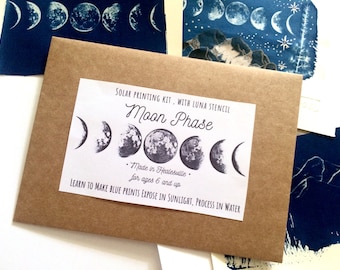 Moon phase , craft kit, Solar printing , gifts for all seasons , elemental leaf