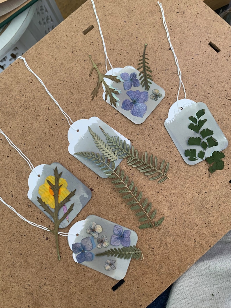 DIY シアノタイプキット：太陽光印刷スイングタグ、ボタニカルアート 画像 5
