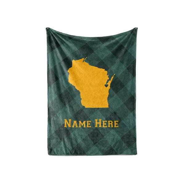 State Pride Series Green Bay Wisconsin - Personalized Custom Fleece or Sherpa Blankets with Your Family Name - Football Edition