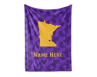 State Pride Series Minneapolis Minnesota - Personalized Custom Fleece or Sherpa Blankets with Your Family Name - Football Edition